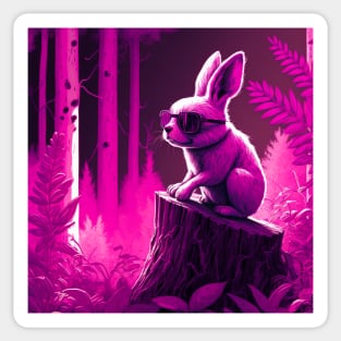 Quirky Magenta Rabbit Sticker